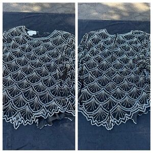 Vintage Laurence Kazar Beaded Sequin Evening
Blouse Size PL
Pit to pit: 17”